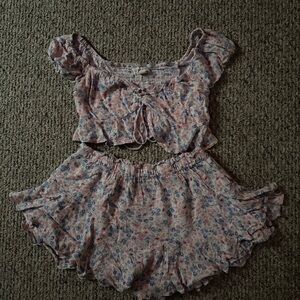 Floral Pink Crop with Short Set
